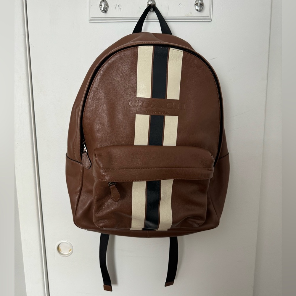 Coach brown leather backpack. 80s style